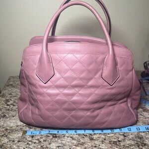 Joann Rivers Quilted Pink Leather Hand Shoulder Tote Bag